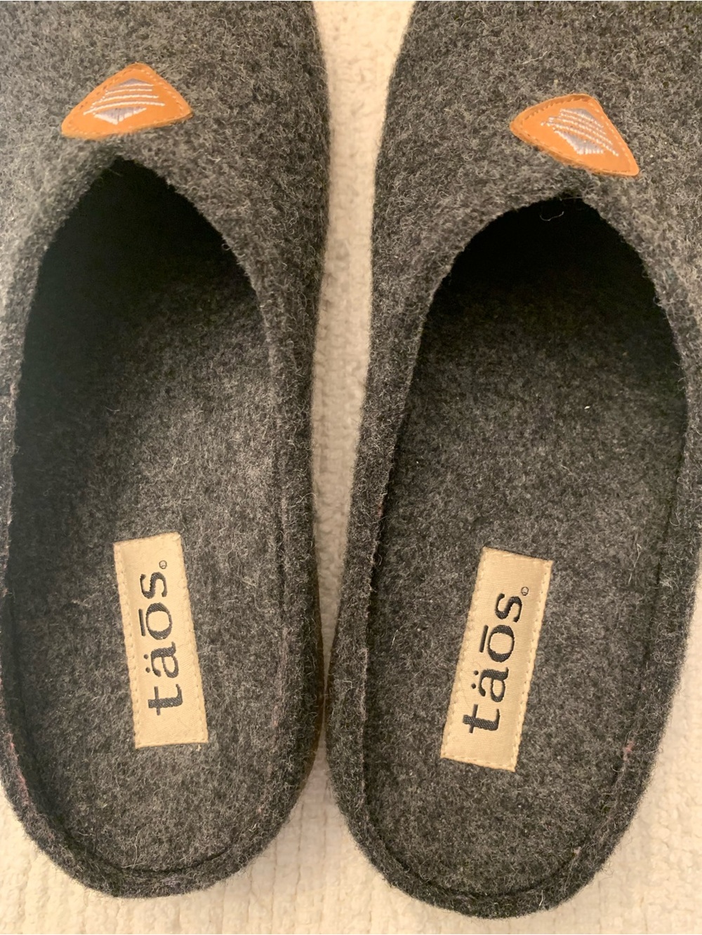 Taos Footwear Charcoal Gray Felt Slip-On Slippers with Brown Accent - Picture 4 of 6